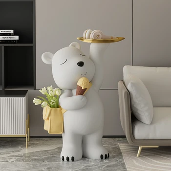 Домашний Декор, украшение гостиной, креативный звук Bluetooth, милый рюкзак для мороженого, Медвежий пол, современный орнамент из смолы FRP, Статуя