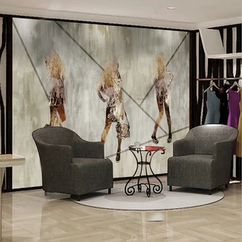 Европейский стиль Современная фотомодель Фотообои Магазин одежды Торговый центр Фоновое Украшение стен Фреска из папье-маше