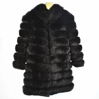 женская новая шуба из натурального лисьего меха рукава съемной куртки могут быть длинными кожаный меховой воротник меховой воротник осень и зима теплая