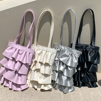 Женская сумка-тоут из искусственной кожи большой емкости, сумка-тоут со складками на плече, универсальная сумка для свиданий, летняя сумка для подмышек