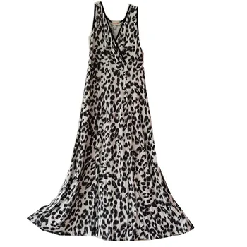 Женский жилет, платье для сна, элегантная Леопардовая длинная ночная рубашка в европейском и американском стиле, свободные ночные рубашки из модала для женщин, ночная одежда