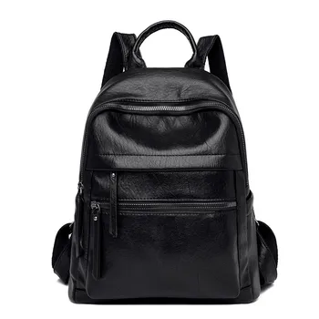 Женский рюкзак из искусственной кожи большой емкости, повседневные рюкзаки в простом стиле, Mochila, дорожная однотонная школьная сумка, женская сумка через плечо