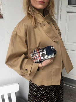 Женское пальто EOS цвета Хаки с карманом на высокой талии спереди, повседневный зимний тренч 2023