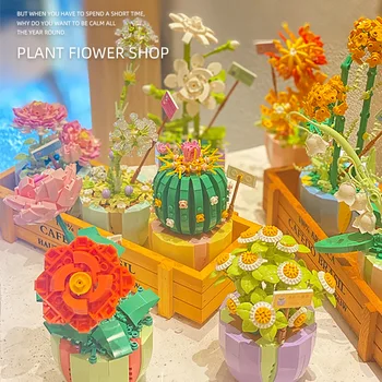 Завод Вечный Цветок Строительный блок Роза Дейзи Микро Кирпичи Модель Lotus DIY 3D Собранные игрушки Домашний декор для подарка на День рождения для девочки