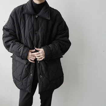 Зимнее черное пальто с уникальным контурным дизайном 2022, куртки для мужчин, повседневное свободное теплое пальто для мужчин, M-XL
