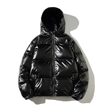 Зимняя Однотонная парка Мужская Толстая куртка с капюшоном 2022 Новое Теплое пальто Harajuku Мужские Повседневные куртки на молнии Ветрозащитная верхняя одежда