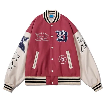 Значок уличной одежды Harajuku в стиле хип-хоп Бейсбольная форма Кожаная куртка Мужская XINGX Графическая форма для мотогонок в стиле Ретро
