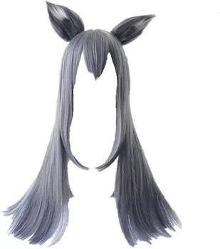 Игра Arknights Texas Косплей Длинные синие волосы Термостойкий синтетический парик Уши Игрушки для вечеринки на Хэллоуин Подарки для детской вечеринки