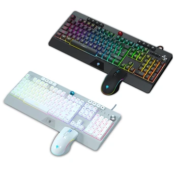 Игровая проводная USB-мышь и клавиатура с эргономичной подсветкой для портативных компьютерных игр.