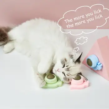 Игрушка Из кошачьей мяты в форме улитки со сверхпрочной двусторонней лентой, вращающийся шарик для чистки зубов, счастливая интерактивная игрушка для кошек