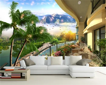 Индивидуальные фотообои 3D пейзажная живопись гостиная телевизор диван фон стены домашнее украшение фреска papel de parede