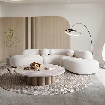 Итальянский легкий роскошный изогнутый диван с неправильными углами, модель дизайна большой гостиной, молочно-белый диван master's