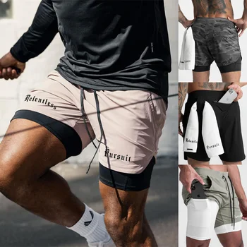 камуфляжные мужские брюки для бега 2 в 1 Sports Join Fitness tattin Quick Dry ym Trainin Sport Workout Sort Pants