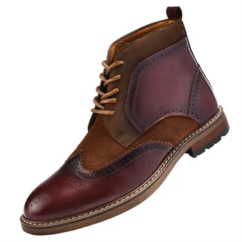 Классические мужские зимние ботинки из натуральной кожи, дизайнерские мужские ботинки на шнуровке из натуральной коровьей кожи, зимняя обувь 20819