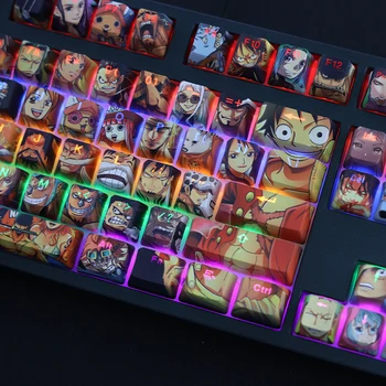 Колпачки для ключей из Японского аниме PBT Для Механической клавиатуры DIY Keycap с RGB подсветкой 108 Клавиш One Piece Gartoon Characters DIY Gamer Key cap