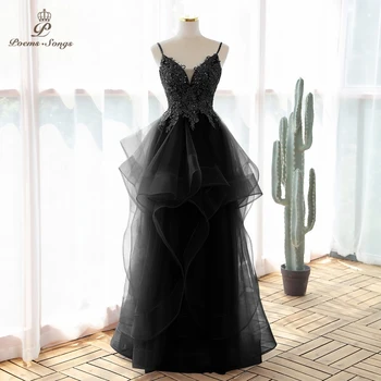 Красивое сексуальное вечернее платье черного цвета, платья для выпускного вечера, вечерние платья, праздничное платье для свадьбы