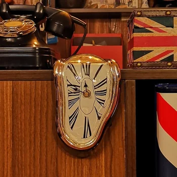 Креативные Абстрактные Скрученные Сюрреалистические Плавящиеся часы Настольные часы в стиле Сальвадора Дали, Художественно искаженный декор настенных часов