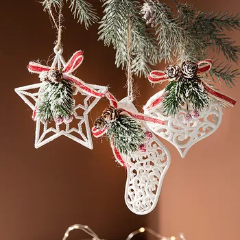 Креативные пластиковые подвески в виде полого Рождественского сердца, украшения для Рождественской елки, Рождественское украшение, подарок для детей # 50 г