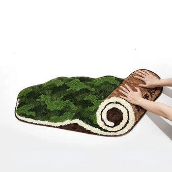 Креативный трехмерный ковер, Рулон травы, Мех, Зеленый Газонный мох, неправильной формы, Прикроватное одеяло для спальни, ковры для гостиной