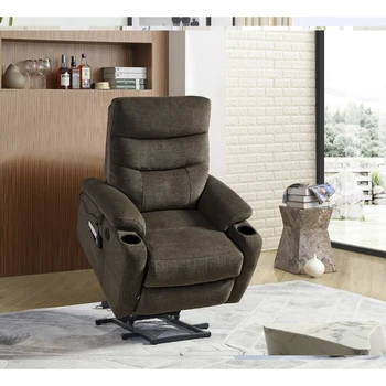 Кресло-качалка с электроприводом, диван с массажем и подогревом для пожилых людей, 3 положения, 2 боковых кармана и подстаканника, USB-порт