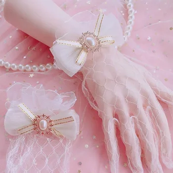 Кружевные перчатки для прекрасных девушек, легкие дышащие сетчатые перчатки с бантом в стиле Лолиты в готическом стиле, Элегантная летняя одежда, аксессуары для косплея