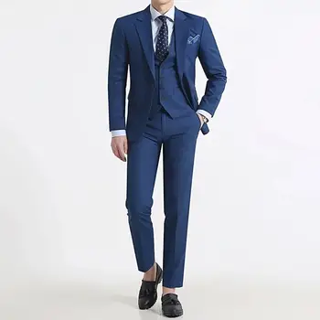 Куртка + брюки, комплект из 2 предметов, бутик мужского костюма в британском стиле, элегантные официальные деловые тонкие свадебные блейзеры для жениха, брюки