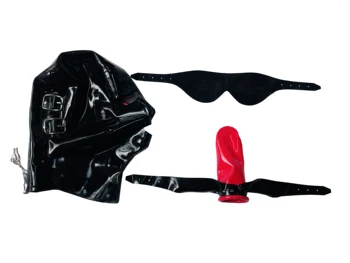 Латексный резиновый капюшон с полным корпусом, Резиновый капюшон с тенями для век, трубка для носа длиной 15 см, красный замок для презерватива для рта, застежка-молния по индивидуальному заказу