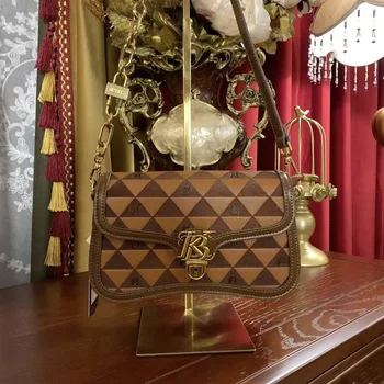 Легкая роскошная высококачественная сумка с замком в стиле ретро, кожаная женская сумка 2023, Новые Клетчатые кошельки, сумка на одно плечо, Дизайнерские сумки Gg Cc