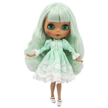 ЛЕДЯНАЯ кукла DBS Blyth черная кожа Матовое лицо обнаженное Суставное тело Зеленые волосы BL4278
