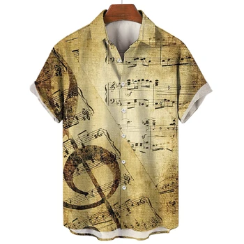 Летняя мужская рубашка с музыкальной 3D печатью, рубашка с короткими рукавами унисекс, уличная повседневная спортивная рубашка Harajuku, социальная рубашка, топ