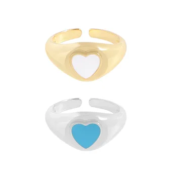 Маленький и роскошный дизайн, универсальное открытое кольцо с глазурью Love Drop, серебро 925 пробы, женская текстура