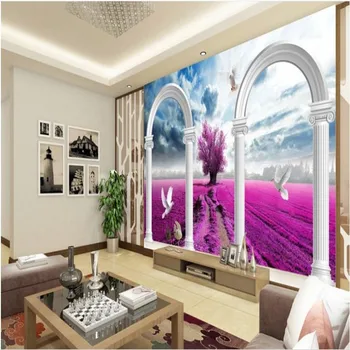 масштабные фрески wellyu на заказ, фантазийный 3D стерео пейзаж, римская колонна, ТВ-фон, флизелиновые обои
