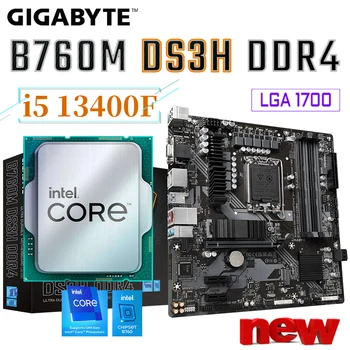 Материнская плата Gigabyte B760M DS3H DDR4 LGA 1700 + Процессор Intel Core 13th i5 13400F С поддержкой D4 128 ГБ PCIe 4.0 M.2 Материнская плата Новая