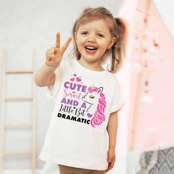 Милая нарядная футболка с немного эффектным принтом для девочек, Модные футболки, детские топы, Одежда с коротким рукавом, Летняя детская одежда, Футболка