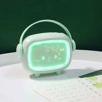 Милый детский ночник-будильник с регулируемой яркостью, 3 уровня, Музыкальный Цифровой будильник с календарем, термометр