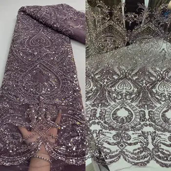 модная вышивка из тюля, французская сетчатая кружевная ткань Yaking-1228.3101 с бисером для вечернего платья