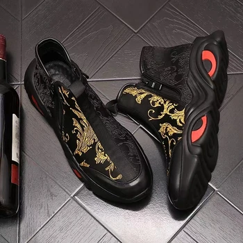 Модная мужская обувь в стиле хип-хоп с вышивкой, дышащие спортивные нескользящие кроссовки для бега на открытом воздухе большого размера 38-44