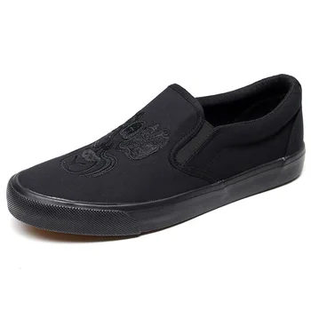 Модные весенне-летние парусиновые туфли 2022 года, мужские лоферы из дышащей ткани, мужская повседневная обувь без застежки, Черно-белая обувь A4615