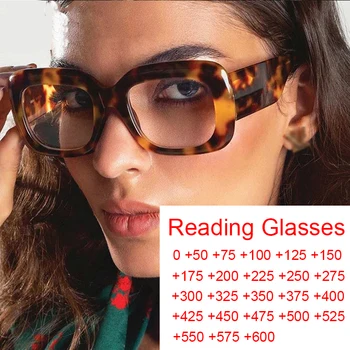 Модные квадратные Очки для чтения при дальнозоркости, блокирующие синий свет, антибликовые выпускные очки, Женские очки Плюс ОТ 0 До + 6,0