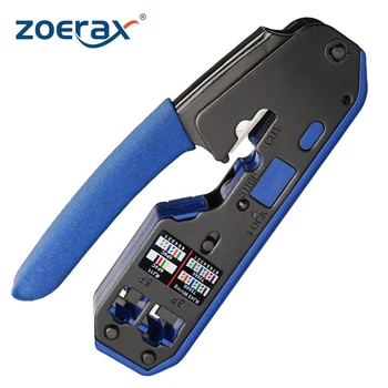 Модульный обжимной инструмент ZoeRax RJ45 Ethernet-щипцы со встроенным кусачком для проволоки и съемником