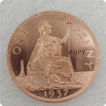 Монеты 1937,1950,1951,1952 годов выпуска в Великобритании 1 пенни - копии монет Георга VI