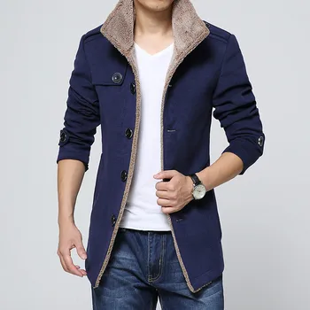 Мужское толстое пальто с длинным рукавом, Тонкое Плюс Размер, мужское зимнее синее пальто, Ветровка, мужская верхняя одежда, Шерстяное пальто для мальчиков 4xl 3xl