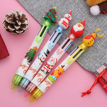 Мультяшная Рождественская десятицветная шариковая ручка Школьные канцелярские принадлежности 10 разноцветных ручек Красочная заправка Рождественский подарок
