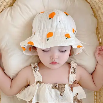 Мягкая хлопчатобумажная детская шапочка с милым принтом, детская Рыбацкая шапочка, Весна-осень, Тонкие солнцезащитные шляпы Принцессы для малышей 아기모자
