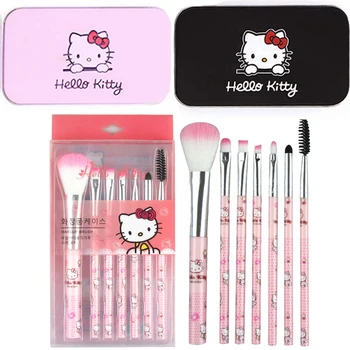 Набор кистей для макияжа Sanrio Kawaii Hello Kitty Модные украшения Румяна для бровей, губ, Кисть для теней для век, Инструменты для красоты, подарок для девочек с коробкой