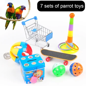 Набор новых игрушек-попугаев, тележка для скейтборда, Мяч, Головоломка, Обучающая Игрушка-Птица, товары для домашних животных