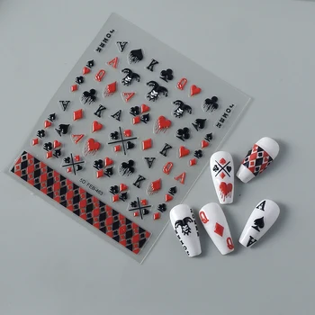 Наклейка для ногтей Poker Style 5D, забавное крутое украшение для ногтей, элементы DIY, обертывания для ногтей