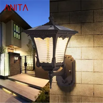Наружный настенный светильник ANITA, Современный Солнечный Водонепроницаемый светодиодный настенный светильник для патио, для крыльца, балкона, внутреннего двора, прохода виллы
