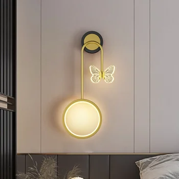 Настенное зеркало в скандинавском современном стиле для спальни, современный декор, настенный светильник для кровати, аксессуары для украшения гостиной, антикварный деревянный шкив