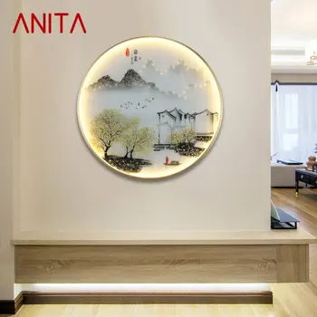 Настенные светильники ANITA с современной пейзажной живописью, светодиодные бра с круглым светом, креативные для дома, прикроватные тумбочки